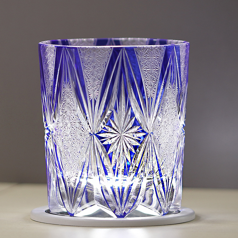 Hand carved whiskey crystal glass wine glass