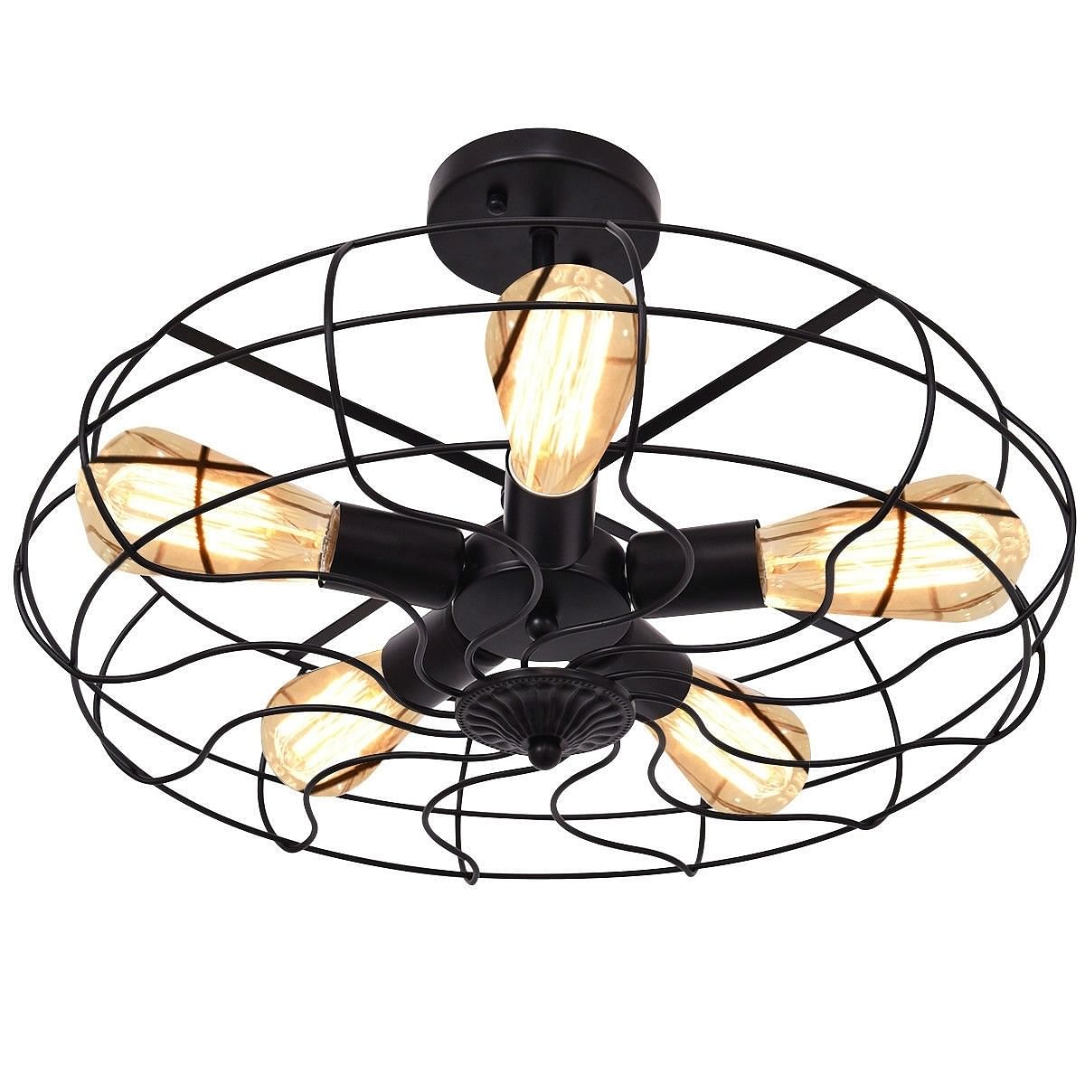 5 light modern black iron sphere modern chandelier