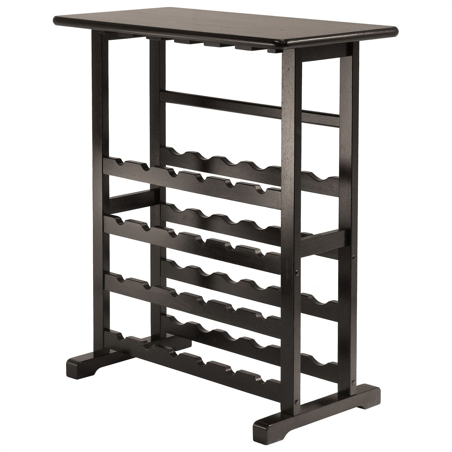 Floor-standing dark espresso brown 24-bottle wine rack