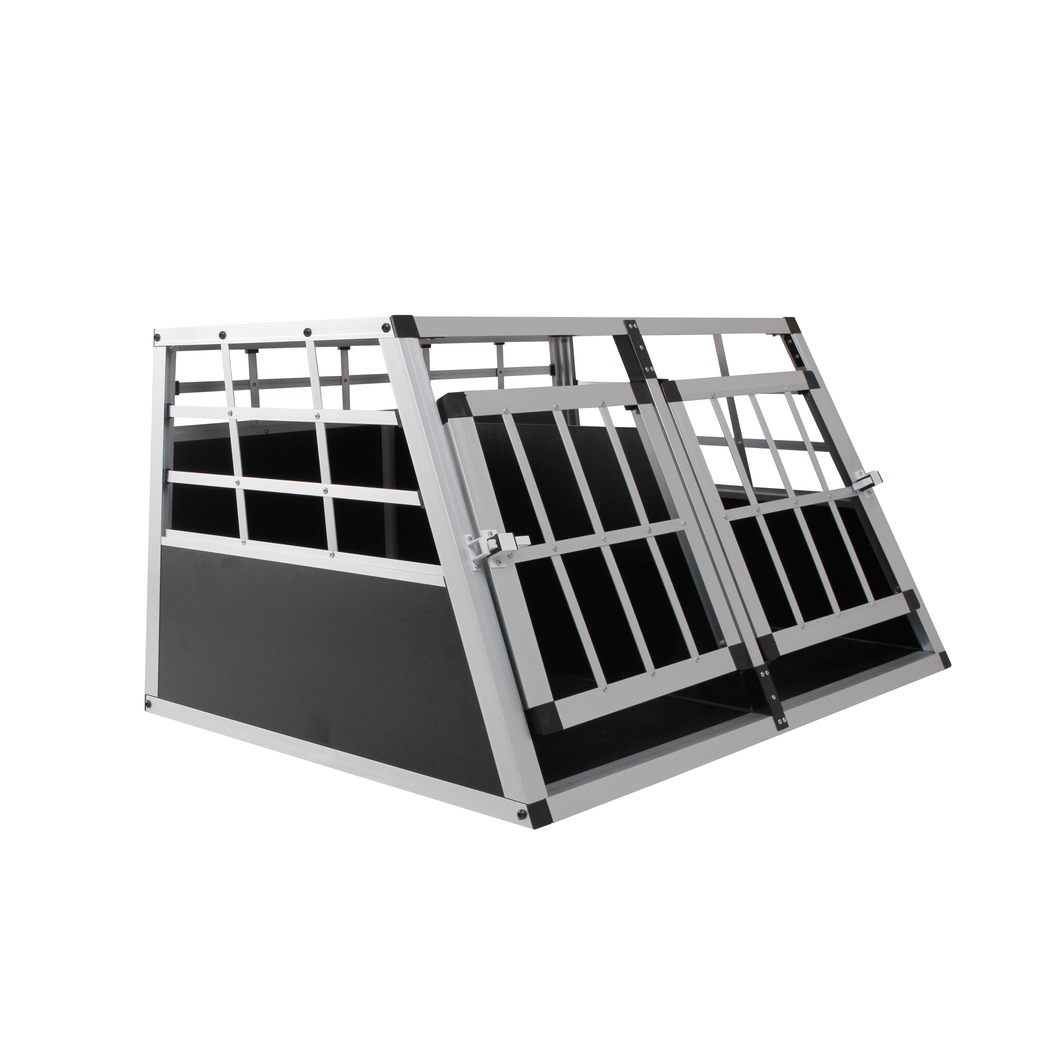 Double doors pet car transport cage aluminium puppy travel crate box trapezoidal kennel dog cat carrier cage