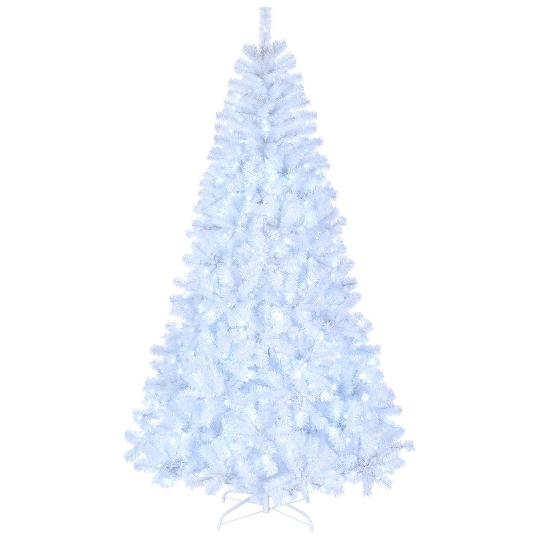 7ft 1346 branches automatic tree structure pvc material 500 lights cool color 8 modes christmas tree white