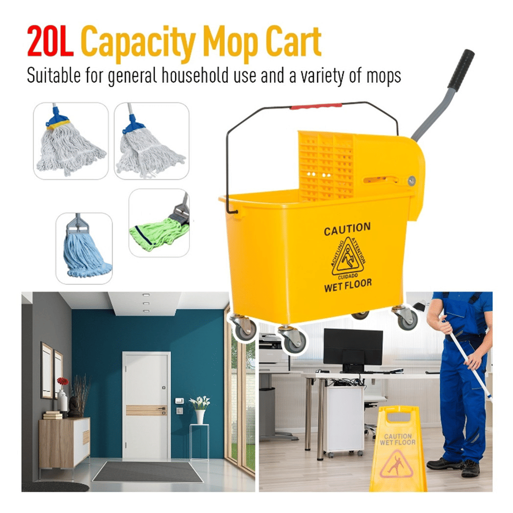 Cleaning bucket with wheels