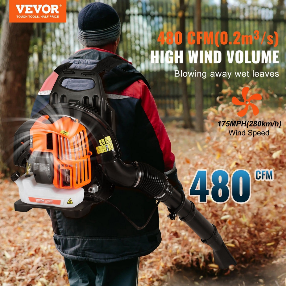 VEVOR Backpack Leaf Blower 52CC 2-Cycle
